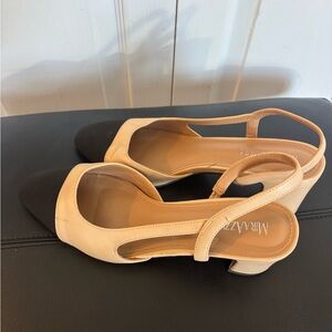 Beige and Black Women's Heels